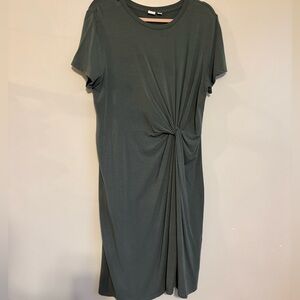 GAP Dark Green Midi Dress with Knot Detail